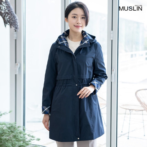 모슬린 엄마옷 체크 후드 사파리 점퍼 JP613608 중년여성/50대/60대/70대/빅사이즈/할머니옷_이미지