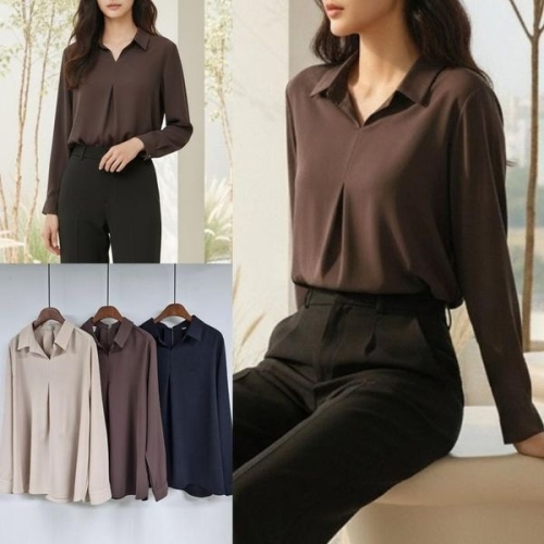 시드마켓 살랑오픈카라넥블라우스 511V608S 빅사이즈 여성의류