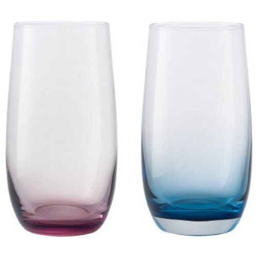 컬러 글라스 라지 텀블러 450ml 2P (핑크/블루)