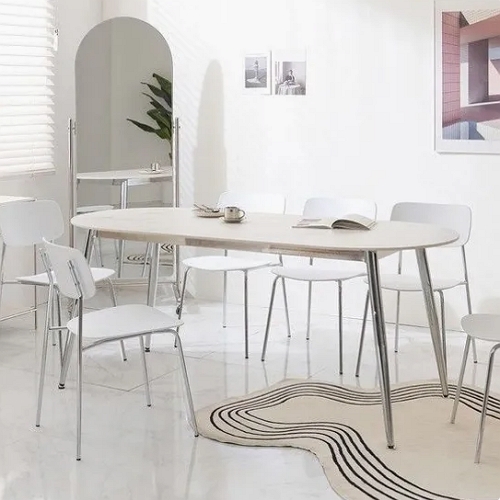 BIF보루네오  마르체 디어 타원 미드센츄리 포세린 세라믹 식탁 1800 (의자6개)