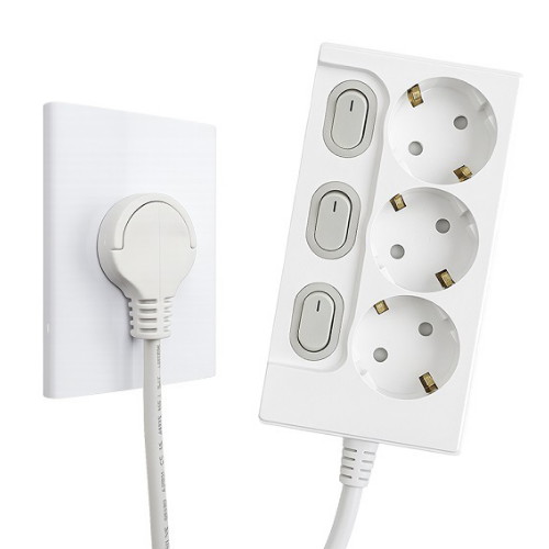 서울전기 제로갭 3구 16A 개별스위치 슬림멀티탭 (3m)_이미지