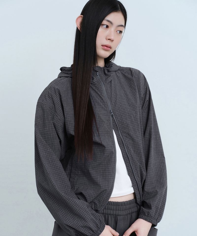 무신사 무신사 스탠다드 STANDARD WOMAN 우먼즈 그리드 체크 윈드브레이커 그레이 MWFJJ3C01-GR 273977_이미지