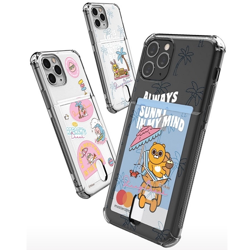 아이폰X/XS 카카오프렌즈 비치 투명방탄 카드케이스