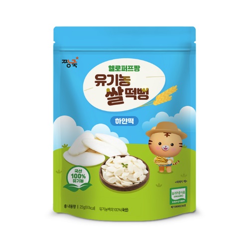 짱죽 헬로퍼프짱 유기농 쌀떡뻥 하얀떡 25g (16개)_이미지