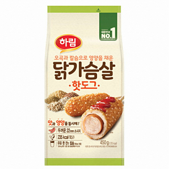 하림 닭가슴살 핫도그 5개입 450g