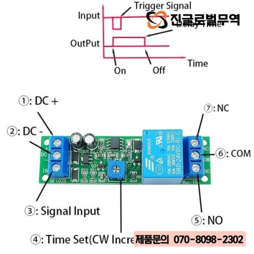 스마트 조정 가능한 지연 단안정 트리거 릴레이 모듈 Arduino/로봇공학/ 홈용 3V-24V DC 10s-60s/10min 타이