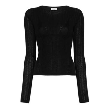 랑방 스웨터 골지 크루넥 블랙 135780987