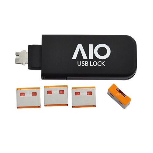AIO USB 락 포트 키 잠금장치 (주황)_이미지