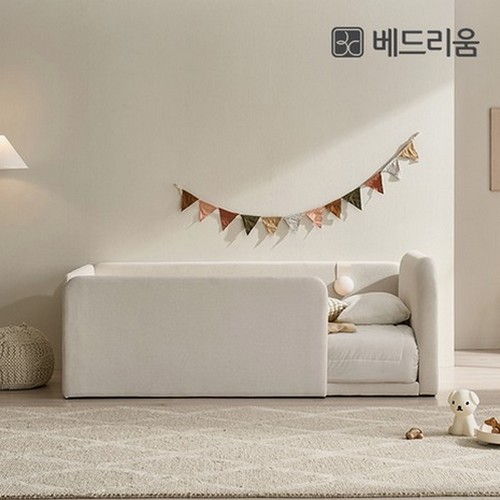  베드리움 라온 패브릭 데이베드 볼드헤드 침대 SS+안전가드 [매트별도]