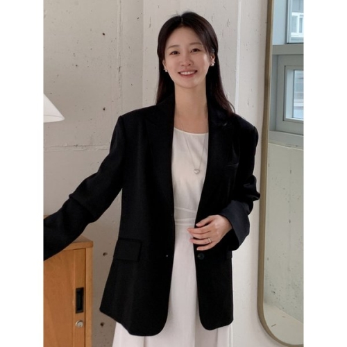 포토리뷰 Two button Peaked Fluid Jacket Black AT6JAA004BK 1082563