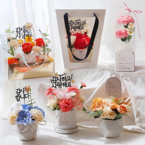 어드리밍 어버이날 카네이션 비누꽃+고급화분 꽃박스 벨라 선물세트