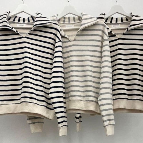 시드마켓 오픈 카라 단가라 맨투맨 208N153S 빅사이즈 여성