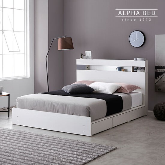 알파침대 에디스 1단 수납 LED침대 SS (매트별도)