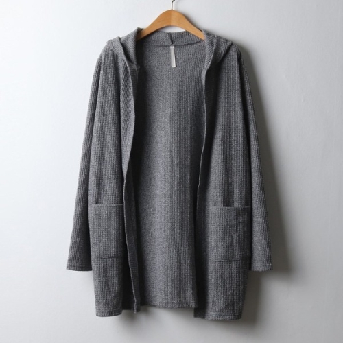 아이우먼 스판와플후드롱가디건 HGJ306M310 빅사이즈_이미지