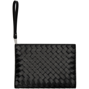  보테가베네타 Black Medium Intrecciato Spazzolato Pouch