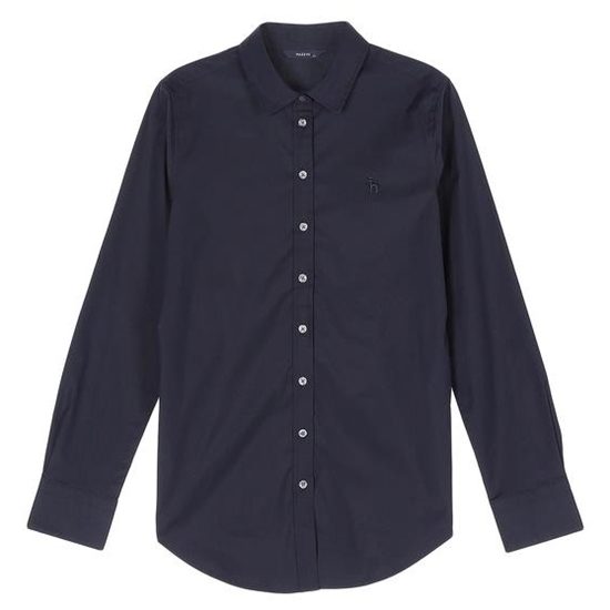 헤지스레이디스 다크네이비 솔리드 라이크라 셔츠 HSK16D774DN_이미지