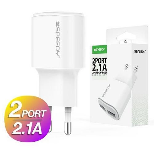 디엠케이코리아 SPEEDY 2.1A 2포트 충전기 SPE-N8T2U21 (케이블미포함)_이미지