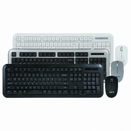 스카이디지탈 SKY W270 저소음 무선 키보드 마우스 (화이트, 키스킨 포함)