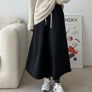 셀러허브 JHQPO10U_4B 여성 캐주얼 기모롱스커트 개강룩 기모스커트_이미지