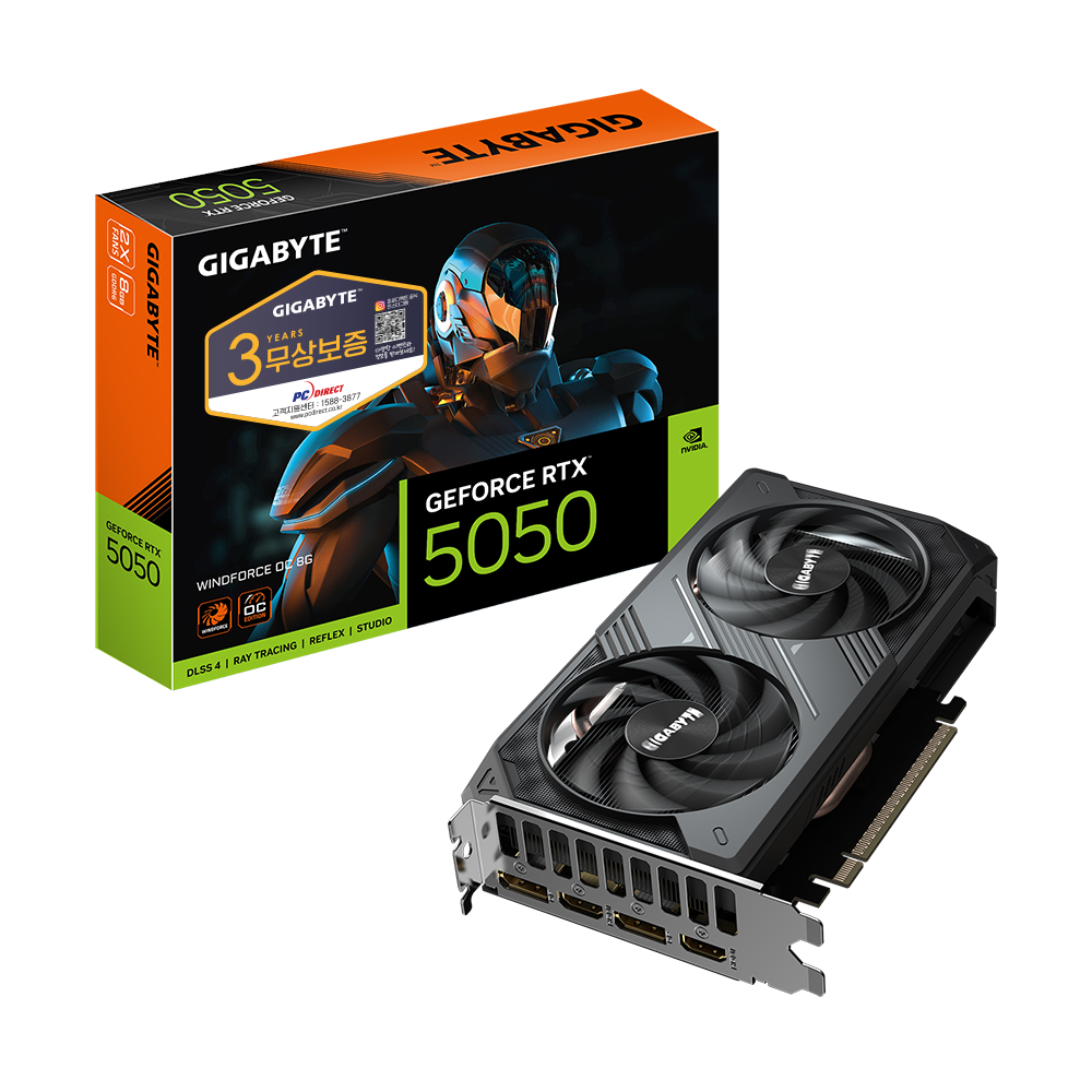 GIGABYTE 지포스 RTX 5050 WINDFORCE OC D6 8GB 피씨디렉트이미지입니다. 누르면 해당 게시물로 새창이동합니다.