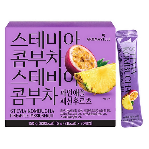 아로마빌 스테비아 콤부차 파인애플 패션후르츠 30개입 (1개)_이미지