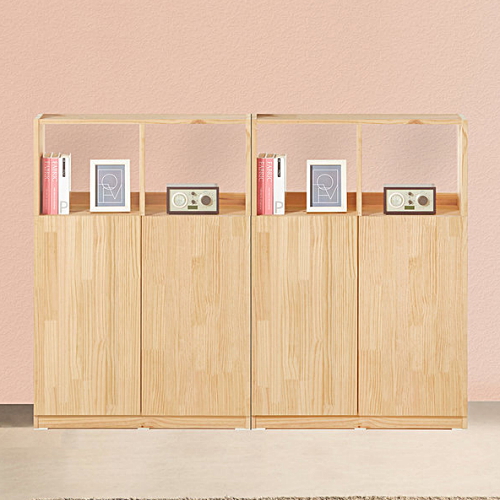 아씨방 피노 낮은 3단 도어형 책장 (160cm)