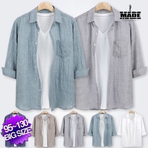  메이드 홈런 린넨 라이크 7부 셔츠 DNF029 A