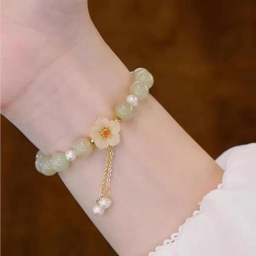 ONM 8mm 원석 그린 아벤츄린 비취 옥 연옥 매화 구슬 팔찌 33427678