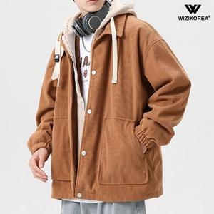 위즈아이 남성 여름 남성 코듀로이 후드 레이어 자켓 봄 가을 바람막이 점퍼 WI218J