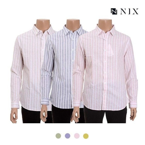 닉스 코튼린넨 컴포트핏 스트라이프 셔츠FNNECSL102P_이미지