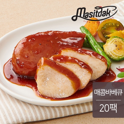 푸드나무 맛있닭 소스 통 닭가슴살 매콤바베큐 100g (20개)_이미지