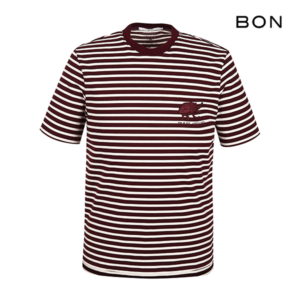 패션그룹형지 본 스트라이프 변형넥 하프 티셔츠 BN9MTS951