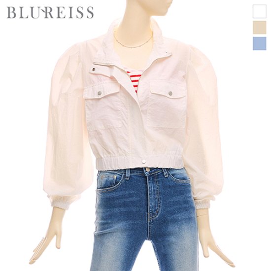 블루레이스 아노락포켓퍼프소매점퍼_B3S1JP1471