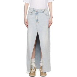 수비 블루 릴랙스 스카이폴 데님 맥시 스커트 242088F093001