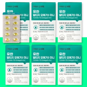유한양행 유한 알티지 오메가3 미니 382mg 60캡슐 (6개)_이미지