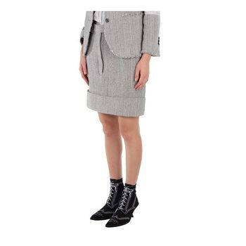 톰브라운 우먼 High-Waist 트위드 프레이 미니 스커트 Brand Size 40 US 4 FGC907T F0512 0_이미지