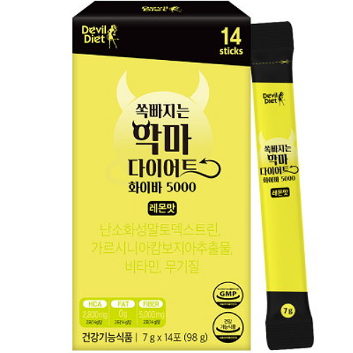 팜스빌 악마다이어트 쏙빠지는 악마 다이어트 화이바 5000 레몬맛 14포 (1개)
