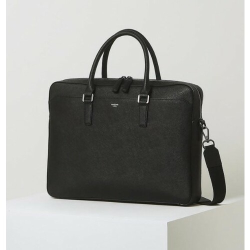  헤지스 남성 블랙 단색 소가죽 서류가방_HJBA3F601BK