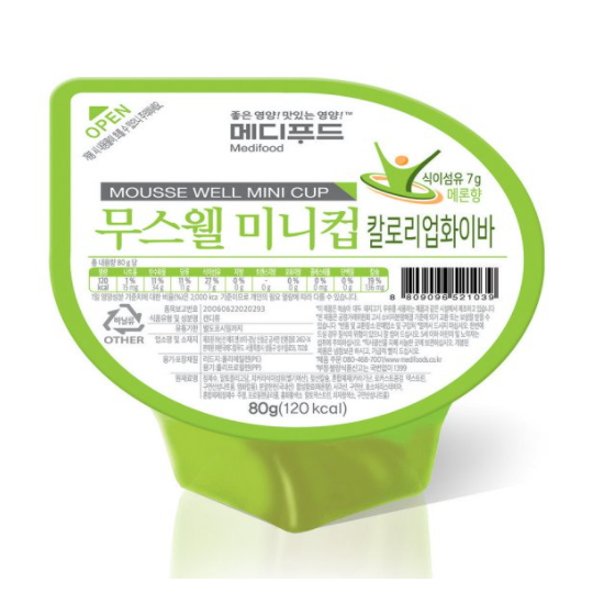 한국메디칼푸드 메디푸드 무스웰 미니컵 칼로리업화이바 메론향 80g (10개)_이미지