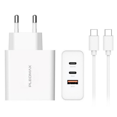 플레오맥스 PD PPS 65W 3포트 충전기 PMQC-E6500W (케이블포함)_이미지
