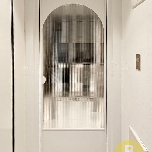 바른사람 바른도어 초슬림유압 아치형 화이트 모루세로강화유리 고시형 싱글스윙중문 (~1.3m)