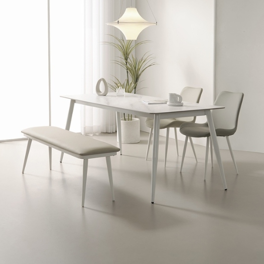 라로퍼니처 폴로 포세린 통세라믹 식탁 1800 (의자2개+벤치1개)_이미지