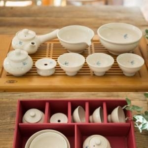 이천도자기 미색 파란꽃 3인 다기 풀세트 전통 찻잔_이미지