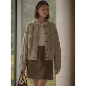 ƿ���̴��� ��Ÿ�� Round neck duffle knit cardigan Linen 602592 LINEN_FREE LI..