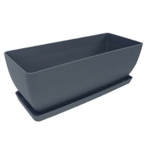 전원테크 플라팜 직사각 화분+받침_다크그레이