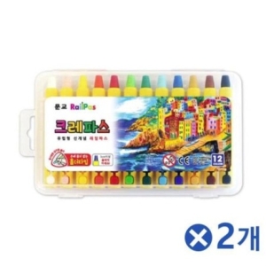 문교 레일 크레파스 (12색x2개)_이미지