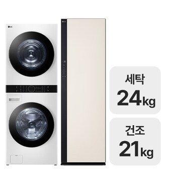LG전자 트롬 오브제컬렉션 워시타워 <b>W21WAM</b> + 스타일러 SC5MBR42