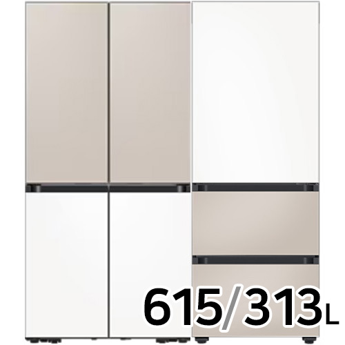 삼성전자 비스포크 키친핏 새틴 RF60DB9KF1AP (베이지+화이트) + RQ33DB74C1AP (화이트+베이지)_이미지