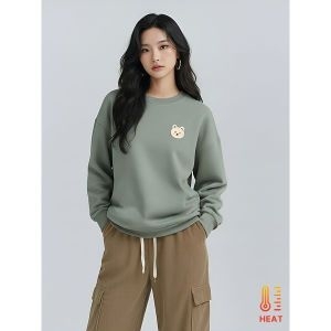 기타 플로우랩곰돌이 패치 기모 맨투맨 티셔츠_FLTS021W25