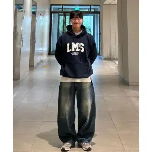 입생로랑 생로랑 MD PICK 리메인세컨드 LEMAIN SECOND 오버핏 시그니처 LMS 패치 후디 네이비 MHD03 96325